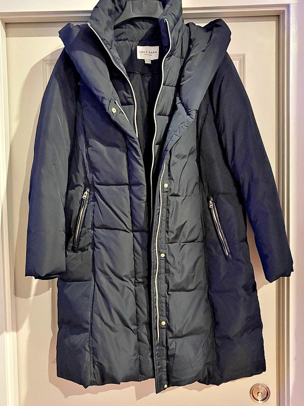 Cole Haan Signature Hooded Down Puffer Coat Black XL